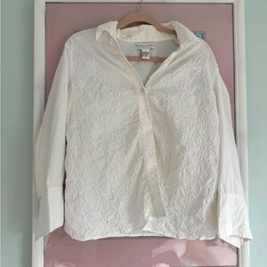 Doncaster White embroidered button down